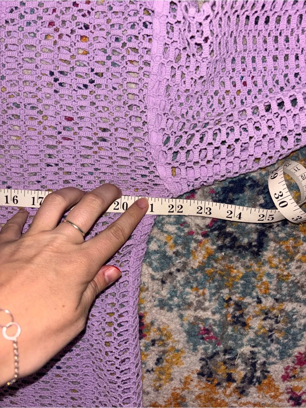 Free People Lavendar Purple Crochet Long Sleeve Top Medium Beach Coverup Swim